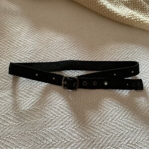 Girl's Black Belt Adjustable Size 6X Rhinestones Gunmetal Color Hardware